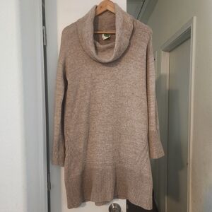 Anthropologie Sweater Dress Womens Medium Brown Turtleneck Cowl Tunic Knit Cozy